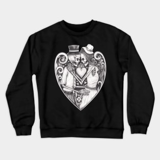 Skeleton lovers in love vintage heart art. Crewneck Sweatshirt